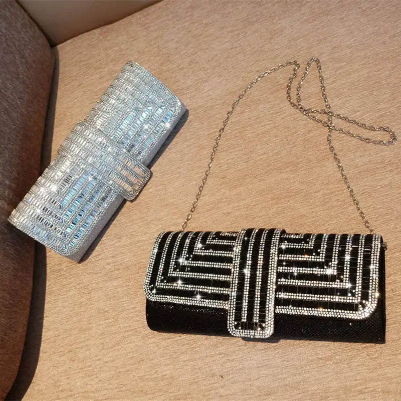 Lunara - 
Factory Direct Sales Stick Diamond Three Discount Dinner Bag Hand Armpit Chain Wedding Party Crystal Evening Clutch Bag