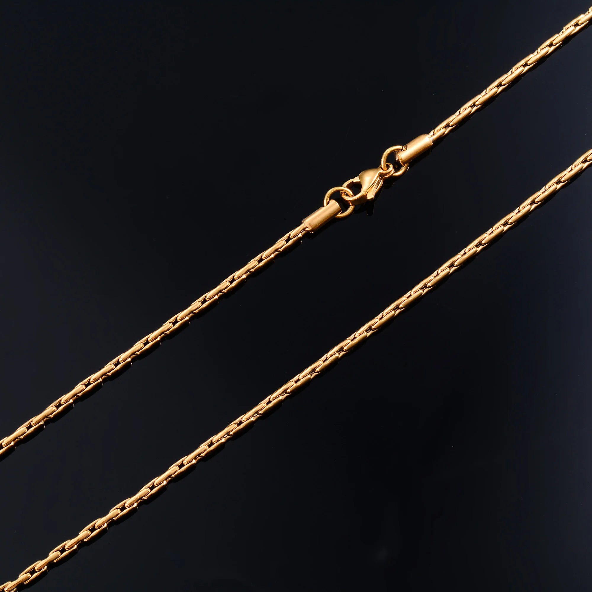 Aurielle - Gold Color Plated Thin Necklace Link Cable Chain 316L Stainless Steel Jewelry Accessories on Neck for Women Ladies Choker Gift