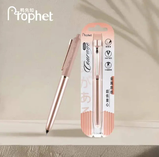 PROPHET COURAGE Gel Pen 0.5mm Rose Gold Pen Clip Low Center of Gravity CS Double-ball Pen Tip Alpha Gel Drop-resistant