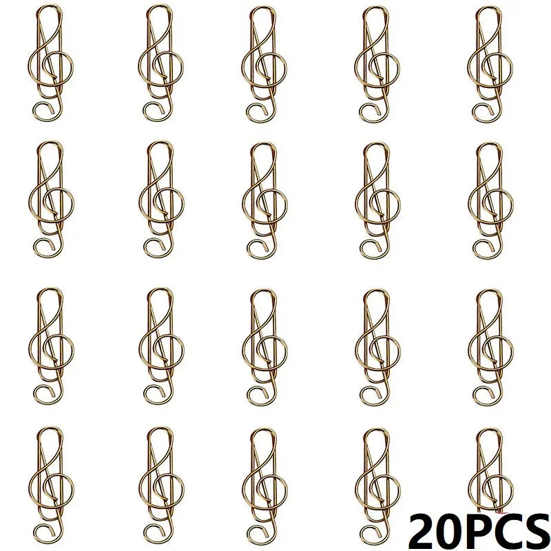 20PCS Music Theme Paper Clips Metal Office Cute Binder Kawaii Stationery Decorative Clips for Organizing And Decoration