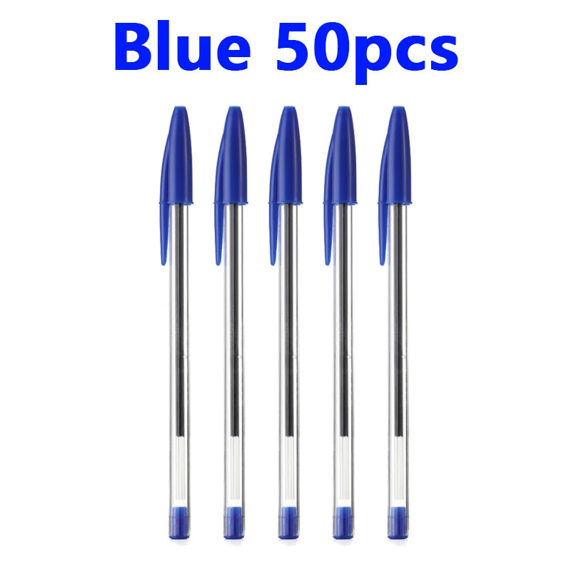 50/100Pcs Ballpoint Pens 1.0mm Blue Black Plastic Ball Point Pen Student Gift School Office Supplies Long Lasting Smooth Writing