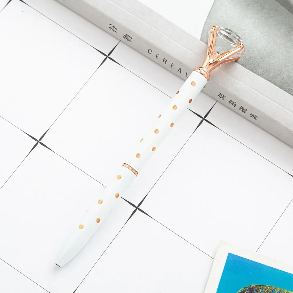 Creative Metal Crystal Pen Office Material Gift Metal Ballpoint Pen Large Diamond Crystal Big Diamond Pen Student Gifts 2024
