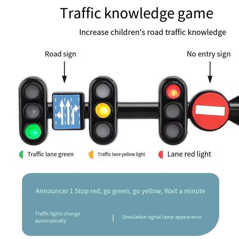 Safety Education Simulation Traffic Lights Toys Toddlers Signpost Gas Station Indicator Warning Car Model Kids Pretend Play Toys