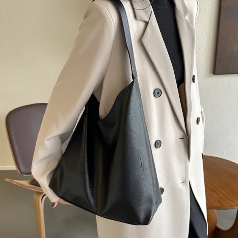 Tivra - 
Versatile Bucket Bag Roomy Underarm Tote Crossbody Bag Shoulder Bags For Women Solid Cute Tote Clutch Wallet