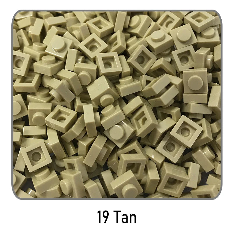 100Pcs DIY Bricks Parts 3024 1x1 Plate Educational Tech Construction Assmble Compatible Block Parts Toys for Child Kids