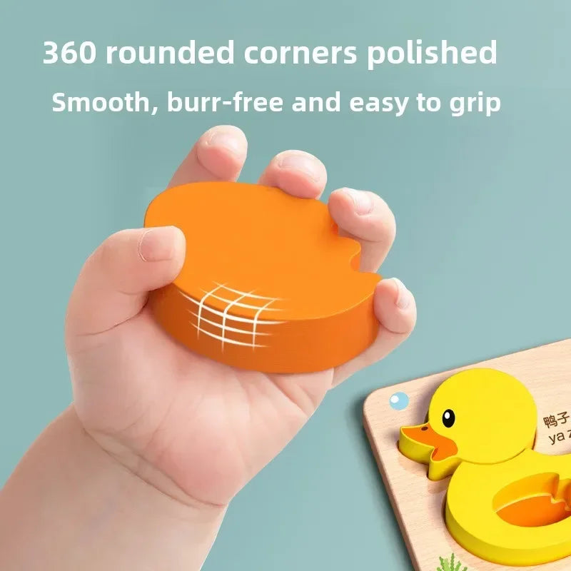 Montessori Cartoon 3D Wooden Puzzle Animal Traffic Jigsaw Toys for Kids Early Learning Educational Cognitive Game Children Gifts