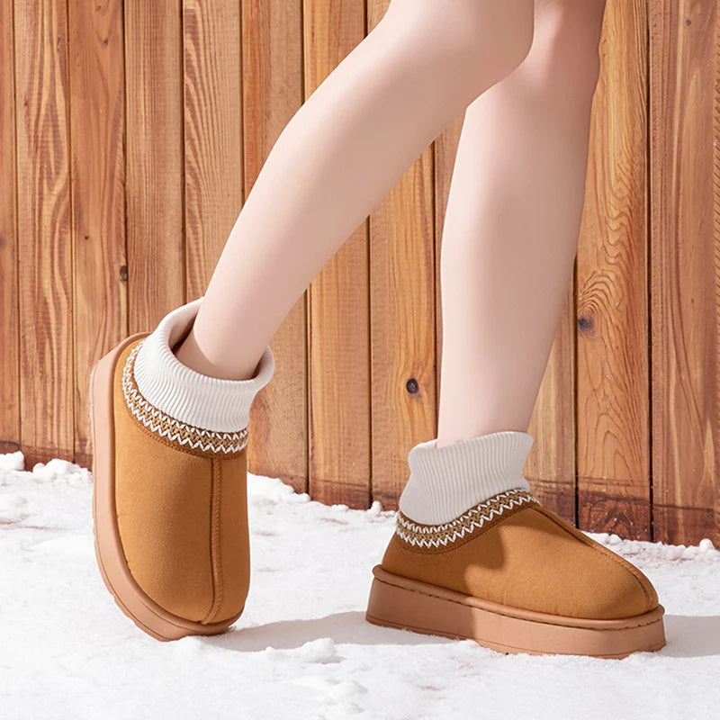 Plush - Ankle Boots Female Casual Women's Slippers Home Fluffy Luxury Designer Woman Shoes Indoor Fuzzy Fur Snow Booties