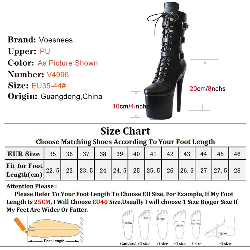 Sedixa - ANKLE Boots Autumn Winter Platform Boots For Women Sexy Round Toe Belt Buck Pole Dance High Heels Pumps Fashion Lace-Up Shoes