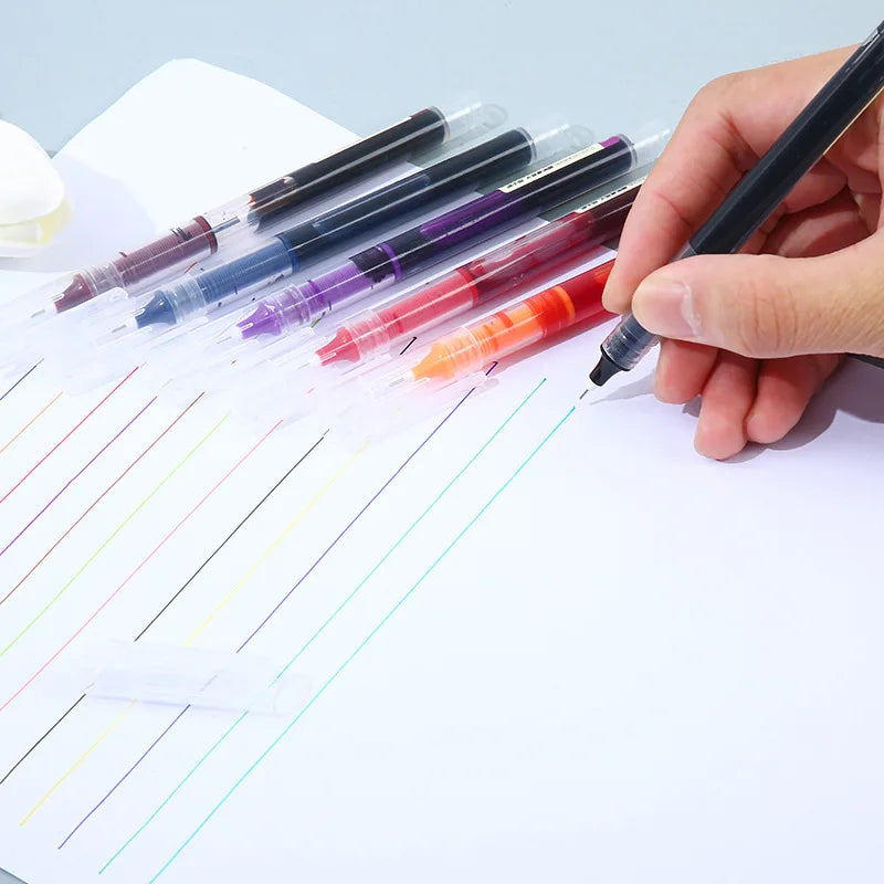 10Pcs/set High Quality Gel Pens Straight Liquid Ballpoint Pen Colors Kawaii Stationery School Office Supplies Writing