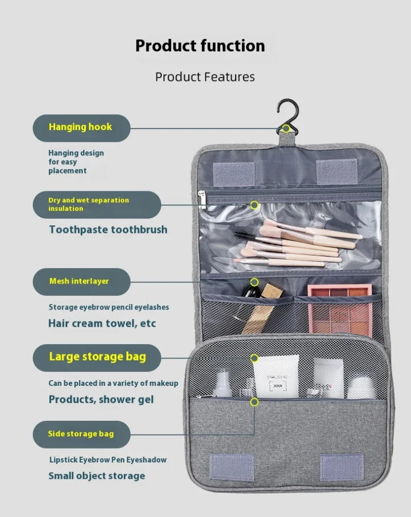 Foldable - Toiletry Bag Organizer Hanging Storage Bathroom Makeup Case Cosmetic Bag Travel For Travel Business