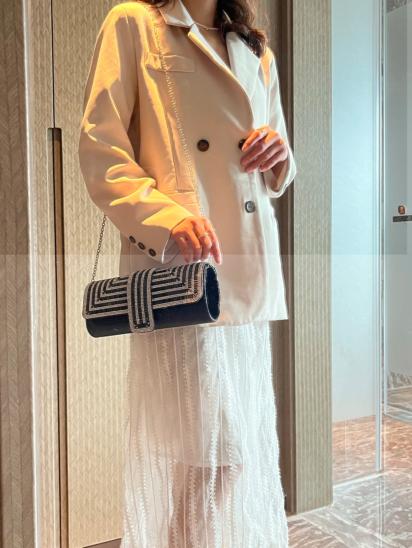 Lunara - 
Factory Direct Sales Stick Diamond Three Discount Dinner Bag Hand Armpit Chain Wedding Party Crystal Evening Clutch Bag