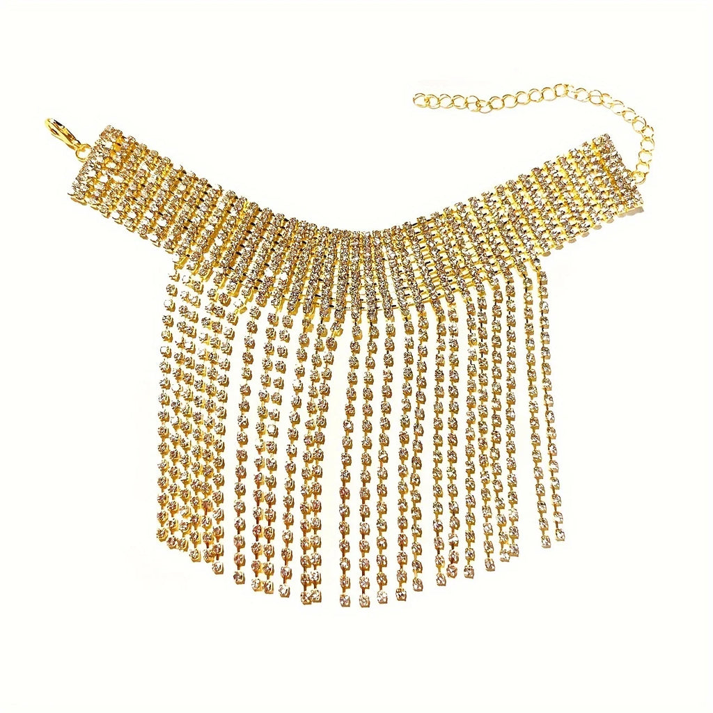 GLINTA- 
piece Fashion new style Rhinestone chain national style shiny tassel charm chain foot accessories high heel shoes accessories