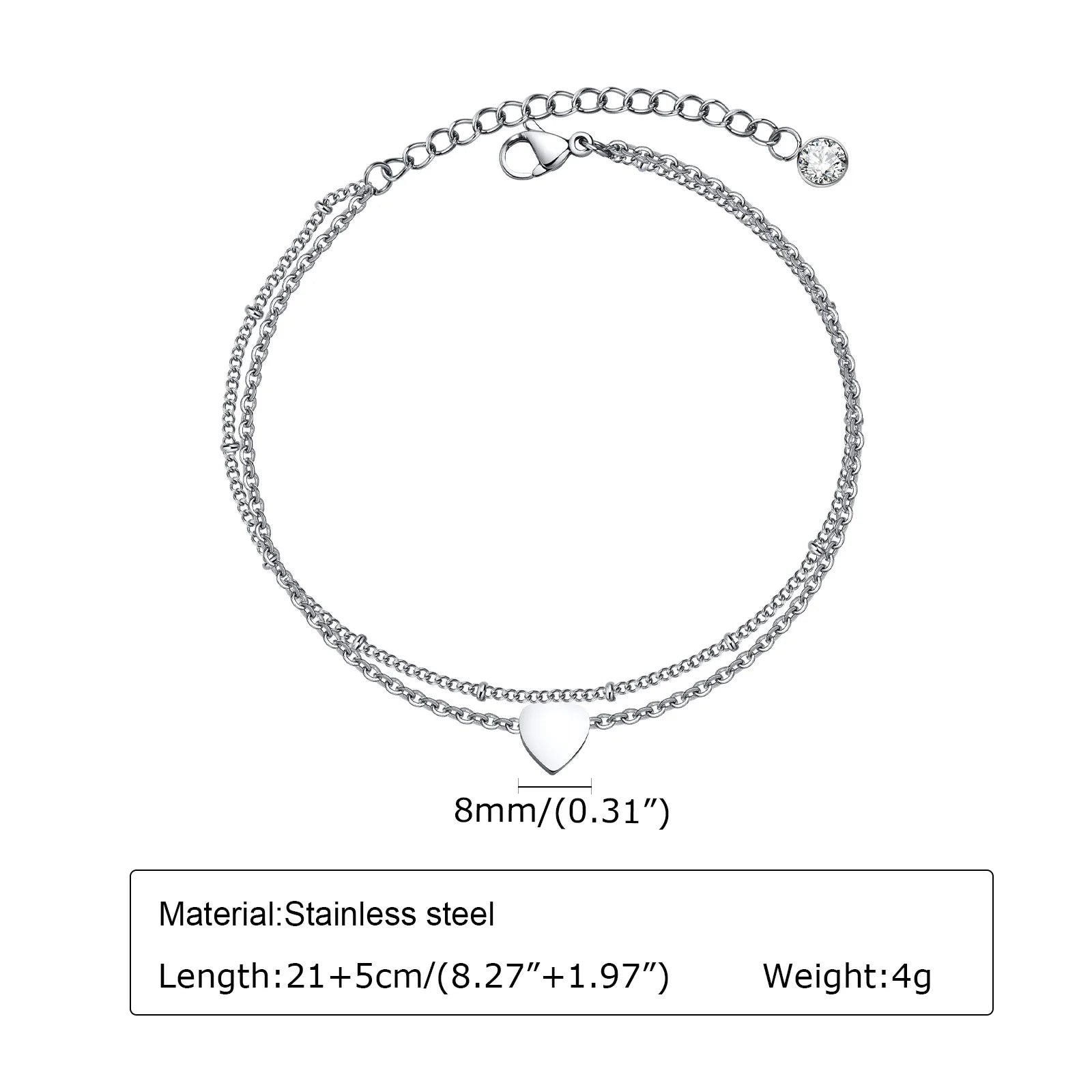 STÉLIA - 
Silver Color Anklet Bracelets for Women Waterproof, Stainless Steel Layered Cuban Chain Herringbone Anklets Summer Beach Gift