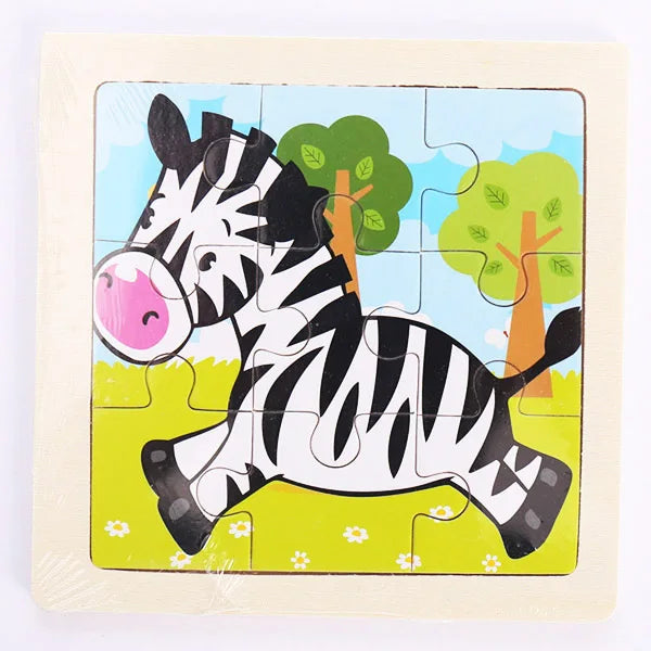 9 Pieces Wooden Puzzle Cartoon Dinosaur Transportation Montessori 3d Puzzle Game Early Learning Educational Toys for Children