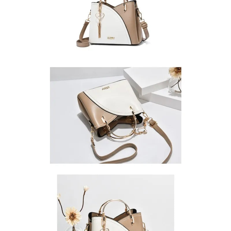 LUNI - 
Fashionable handbag Korean color-blocking large capacity women's bag fashionable one-shoulder crossbody bag bucket bag
