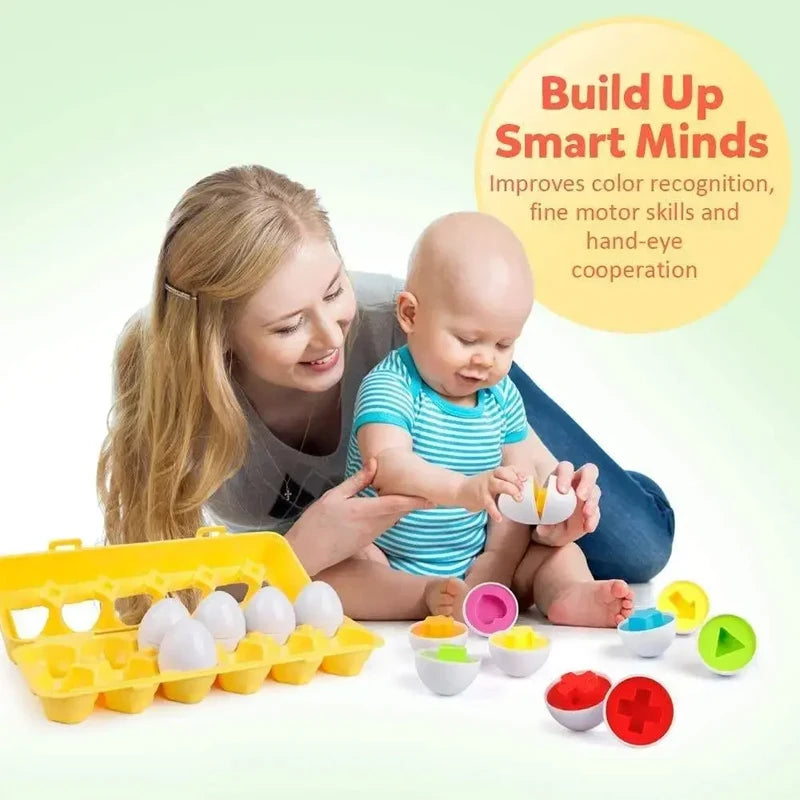 Montessori Educational Toys 1 2 3 Year Children Toy Easter Egg Baby Sensory Puzzle Smart Eggs Colors Shape Matching Sorter Games