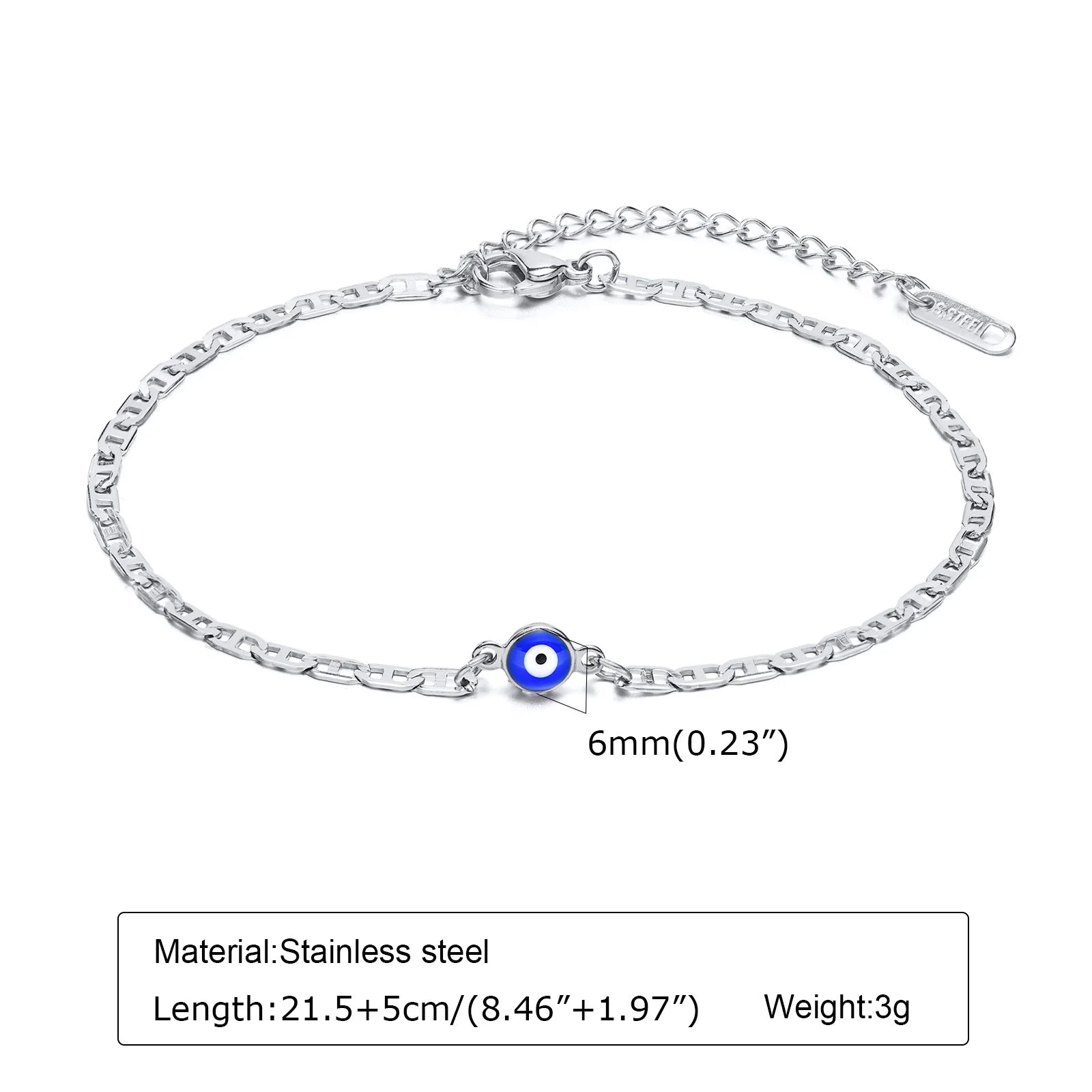 STÉLIA - 
Silver Color Anklet Bracelets for Women Waterproof, Stainless Steel Layered Cuban Chain Herringbone Anklets Summer Beach Gift