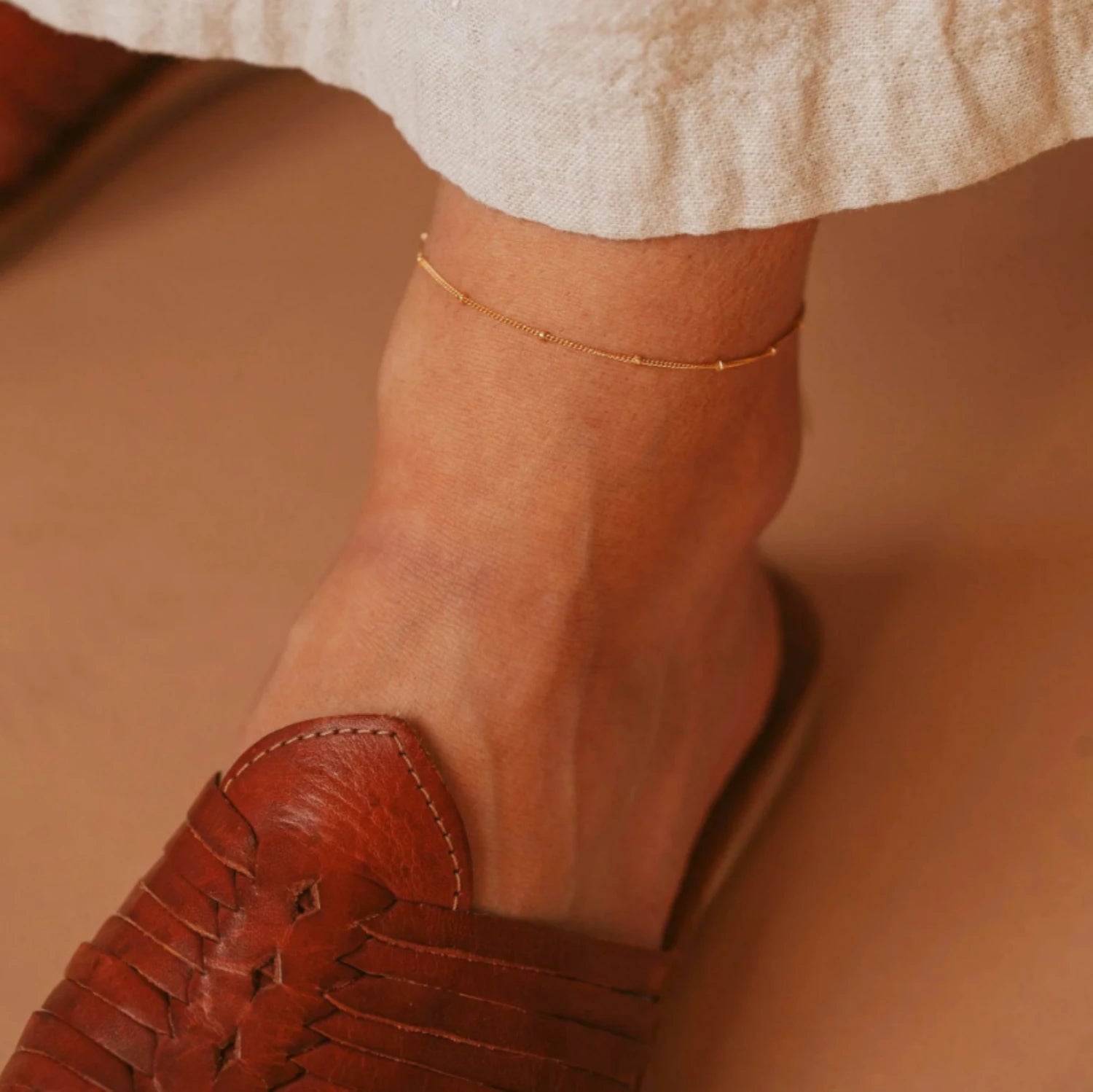 LUNABEL - 
SUNIBI Fashionable Stainless Steel Minimalist Bead Decor Anklet Chain For Women