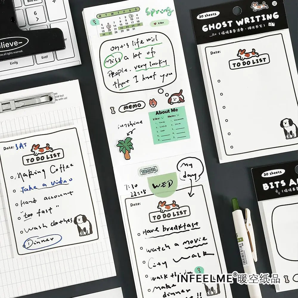 30sheets Memo Note Happy Business List Series Schedule Weekly Plan List Notes Check-in N Times Sticky Notes Stationery Note Pad