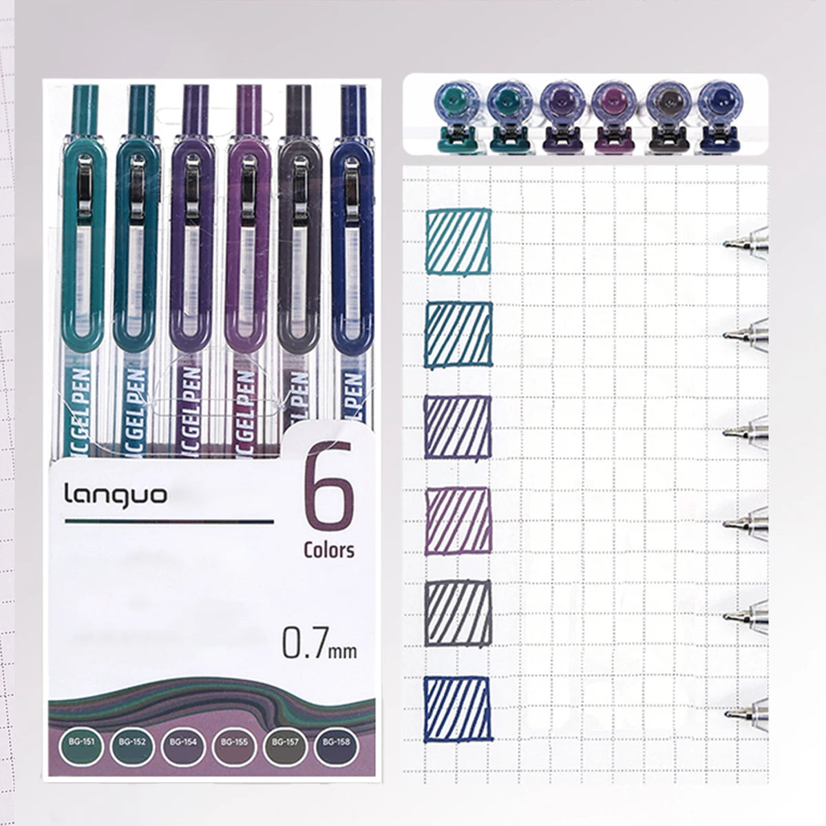 6PCS Retractable Color Gel Pens, 0.7mm Fine Tip, Large Capacity, Vibrant Ink for Drawing, Marking, School & Holiday Gifts