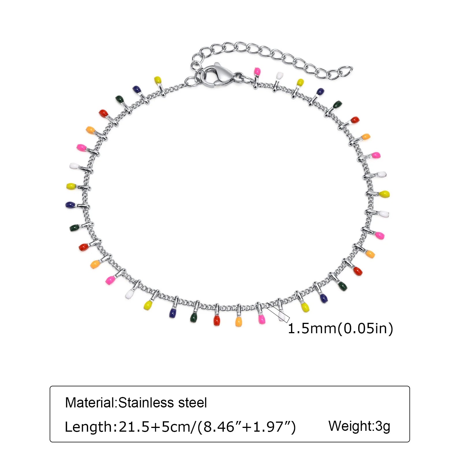 STÉLIA - 
Silver Color Anklet Bracelets for Women Waterproof, Stainless Steel Layered Cuban Chain Herringbone Anklets Summer Beach Gift