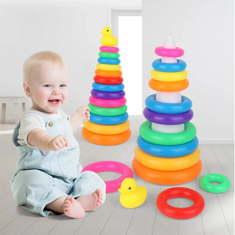 Montessori Stacking Toys for Babies 0 12M Rainbow Ring Stacker Baby Stacking Tower for Toddlers Educational Learning Sensory Toy