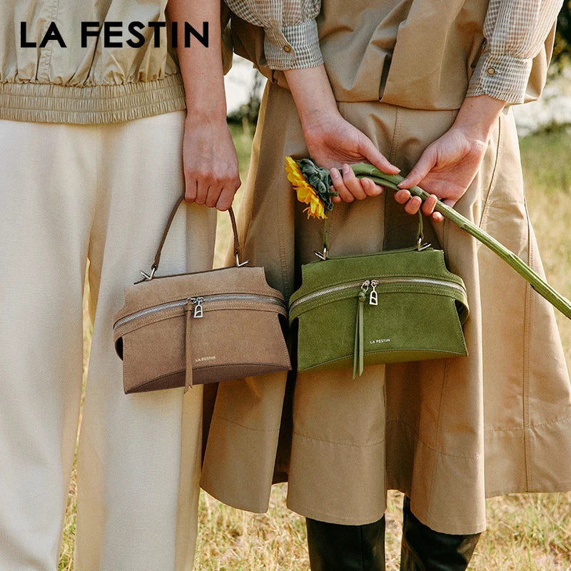 Verda - 
LA FESTIN Original Brand Women's bag 2025 New Green Shoulder Crossbody Bag Suede Handbag Luxury Designer Bag Leather Bag