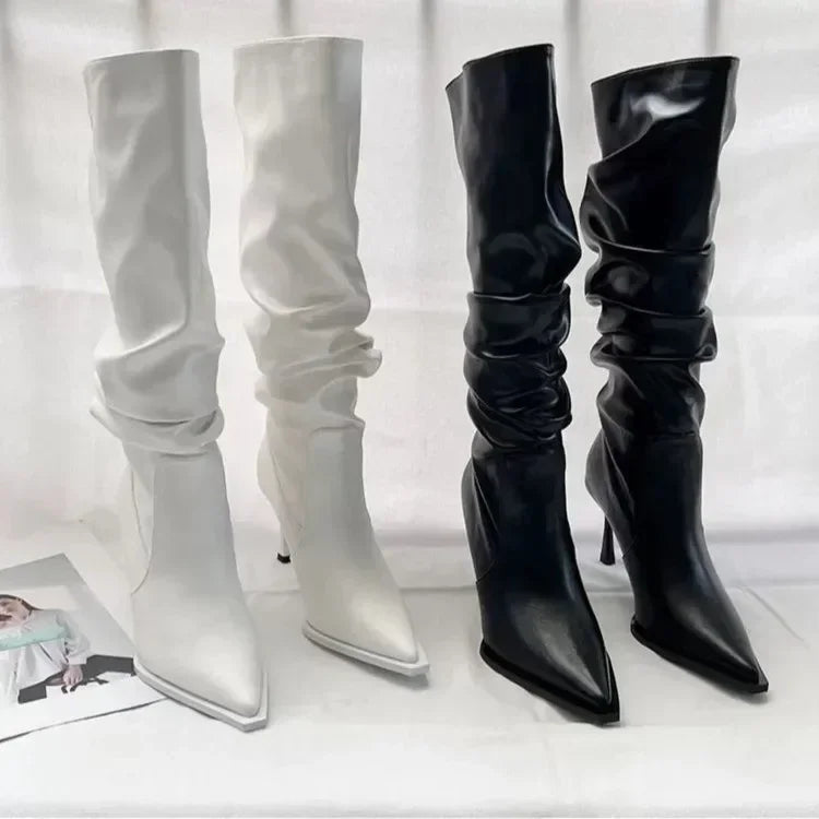 Eleganza - Sexy Winter Women High Boots Fashion Pointed Toe Stiletto Heel Long Boots Ladies Elegant Knee High Boots Shoes Botas De Mujer