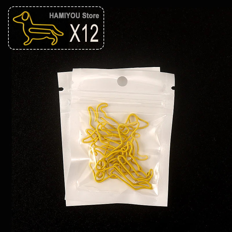 Little Dog Style Paper Clips Binder Clips Bookmarks Tickets Photo Clamp Patchwork Clips Office Binding Supplies silver purpleRed