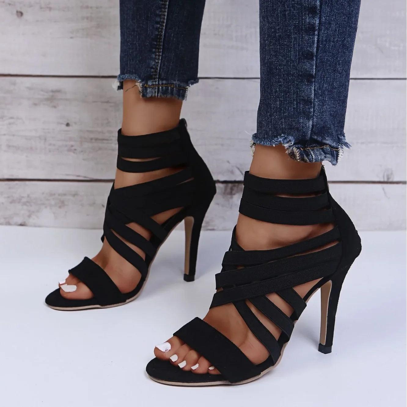 Versatile Sexy - High Heel Iridescent Sneakers Women's Cross-Border Fast Sale Product Polyester Material Fine Heel Design
