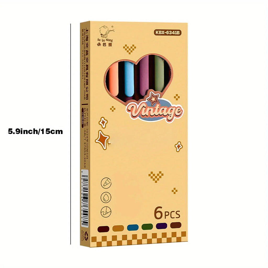 6-Color Gel Pen Set 0.5mm Fine Point Quick-Dry Smooth Writing Ballpoint Pens for Diary Drawing Learning Office Study Stationery