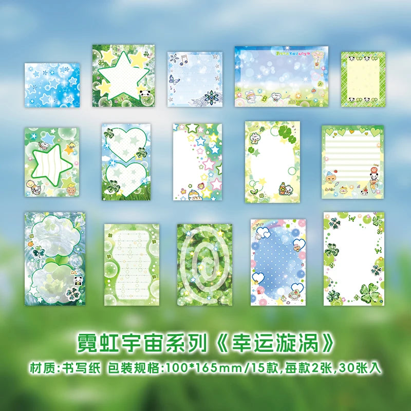 30sheets Neon Universe Series Kawaii Ins Memo Material Scrapbook Background Paper Creative Decoration DIY Handmade Craft Paper