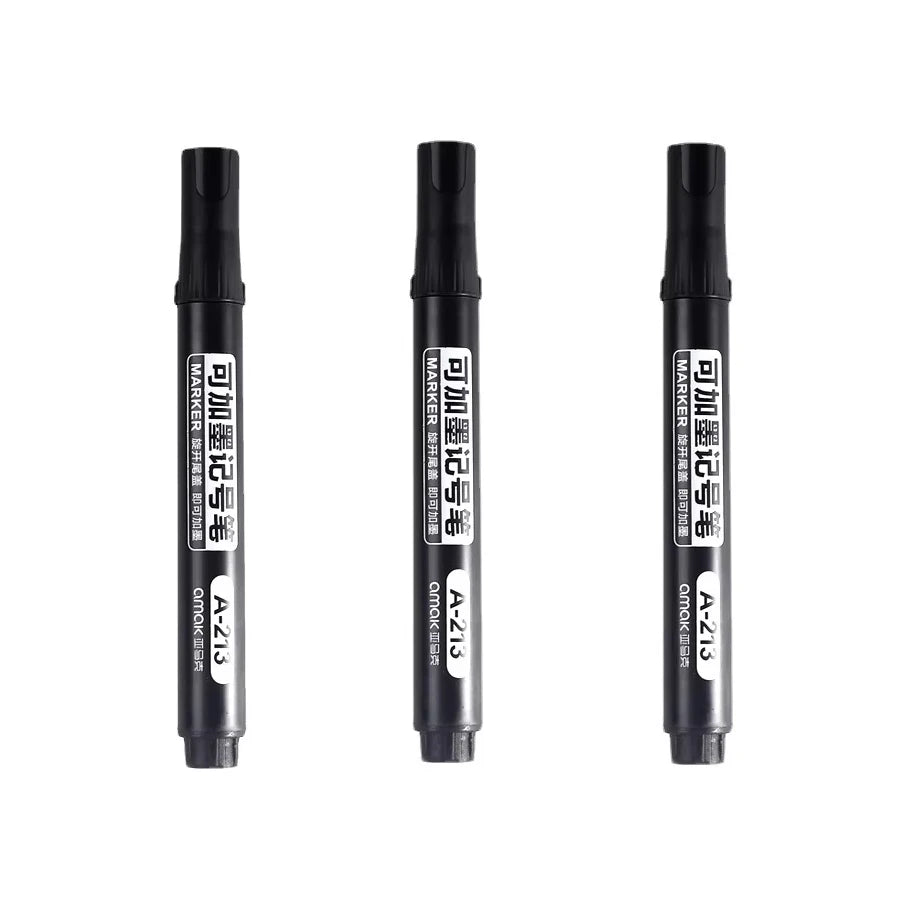 3/5/10 Pcs Permanent Oil-Based Marker Pens Black/Red/Blue - For Metal Wood Plastic Ceramic More - Office Stationery Use