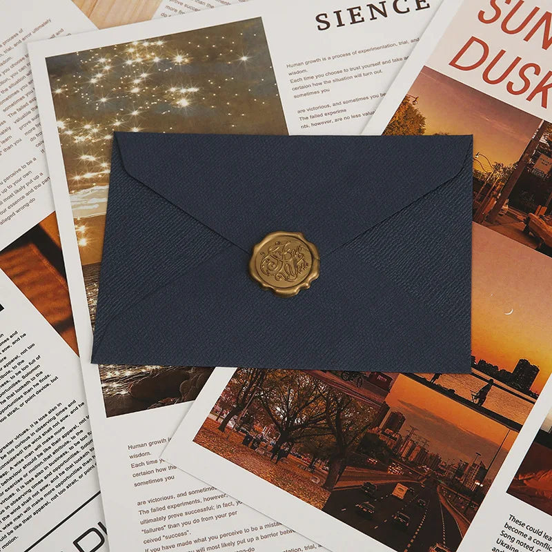 10pcs Linen-Textured Envelope Set with Wax Seal - Retro Western Specialty Paper for Love Letters Invitations Linen Envelopes