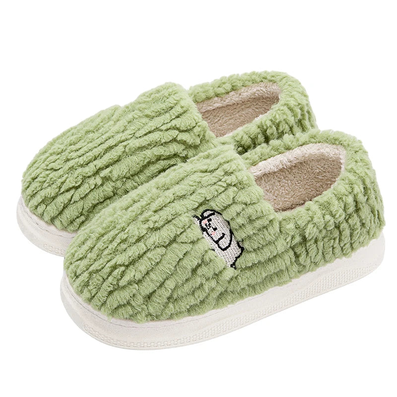 Cocy -Cotton Slippers for Women Suitable for Home Use Indoor Anti Slip Confinement Shoes Thick Soled Warm for Couples Men Slippers