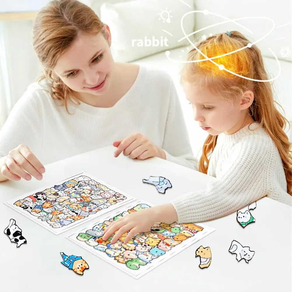 50pcs Wooden Cat Puzzles Animal Wooden Puzzle Stacking Toys Educational Puzzle For Kid Boys Girls Gifts Decoration Painting