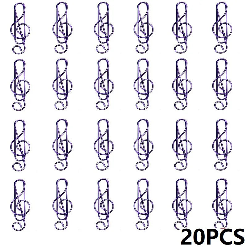 20PCS Music Theme Paper Clips Metal Office Cute Binder Kawaii Stationery Decorative Clips for Organizing And Decoration