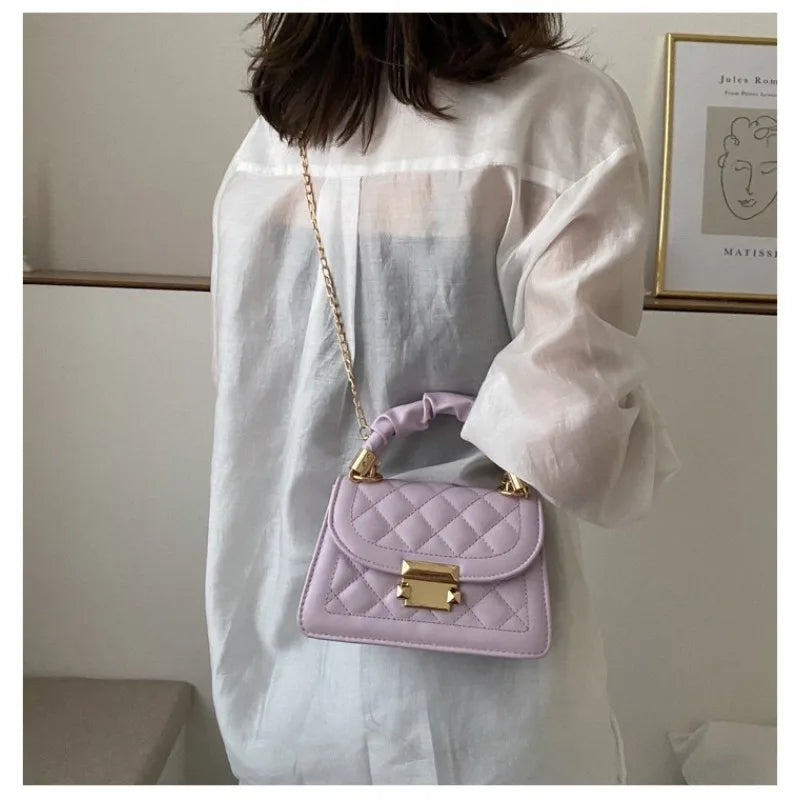 AURA Bag - 
Grid pattern tote bag women's buckle decoration flap wallet fashion PU leather crossbody bag high quality bag