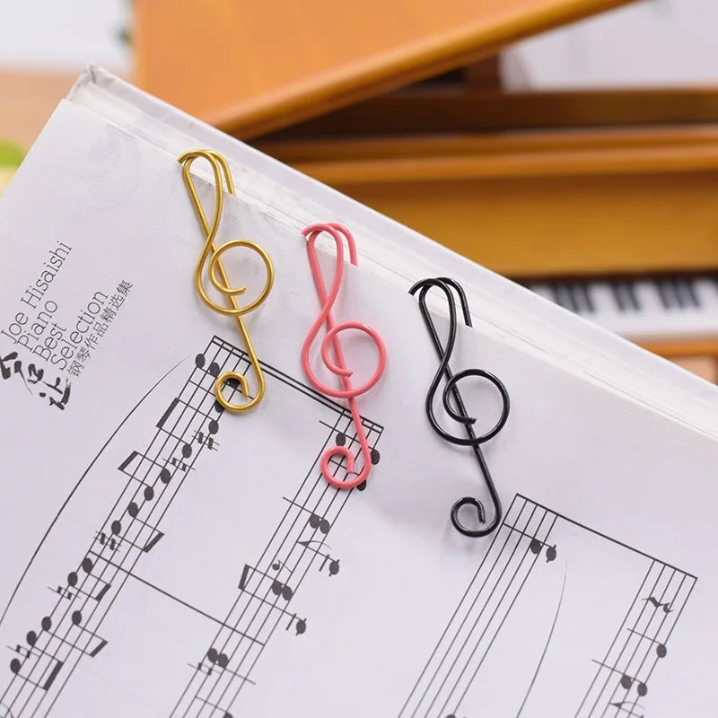 20PCS Music Theme Paper Clips Metal Office Cute Binder Kawaii Stationery Decorative Clips for Organizing And Decoration