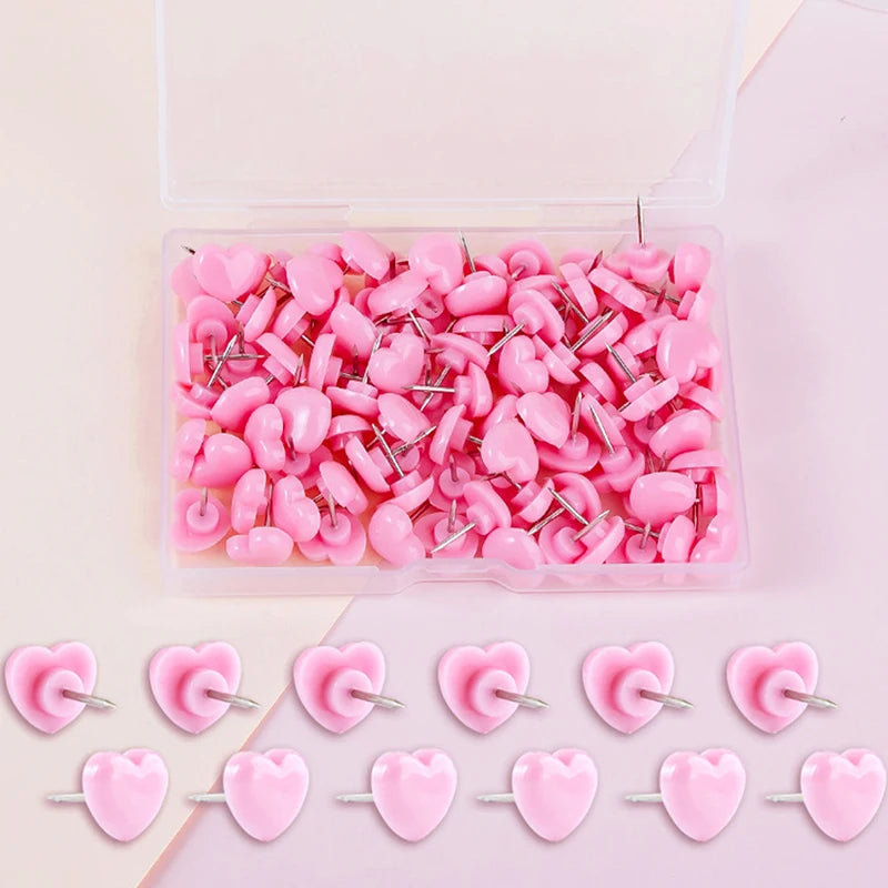 50pcs Heart Shape Push Pins Cork Board Thumb Tacks for Bulletin Board Office School Supplies Arts Crafts Stationery Accessories