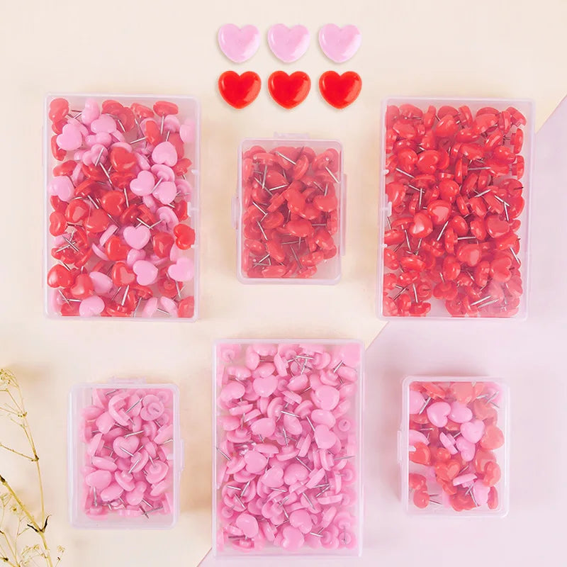 50pcs Heart Shape Push Pins Cork Board Thumb Tacks for Bulletin Board Office School Supplies Arts Crafts Stationery Accessories