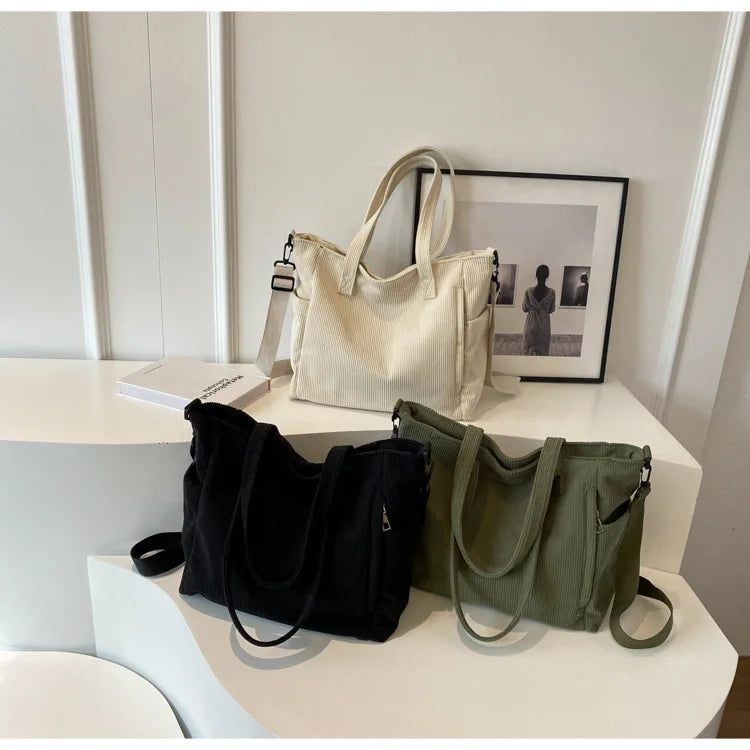 TARO - 
Fashion Versatile Shoulder Bag College Wind Commuting Corduroy Square BagUnisex Large Capacity Leisure Portable Crossbody Bag