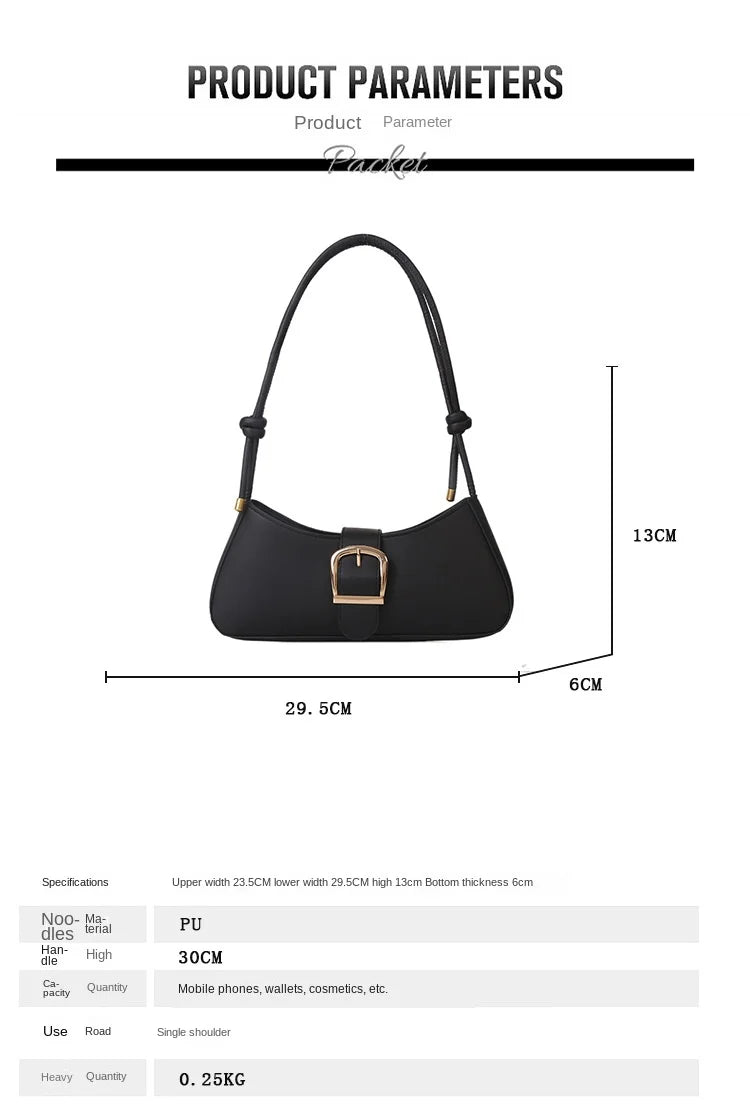 KIRA - 
Women's Shoulder Bag Solid Color Popular Small Bag Trend Summer 2025 New Trendy Crossbody Bag Texture Shoulder Underarm Bag