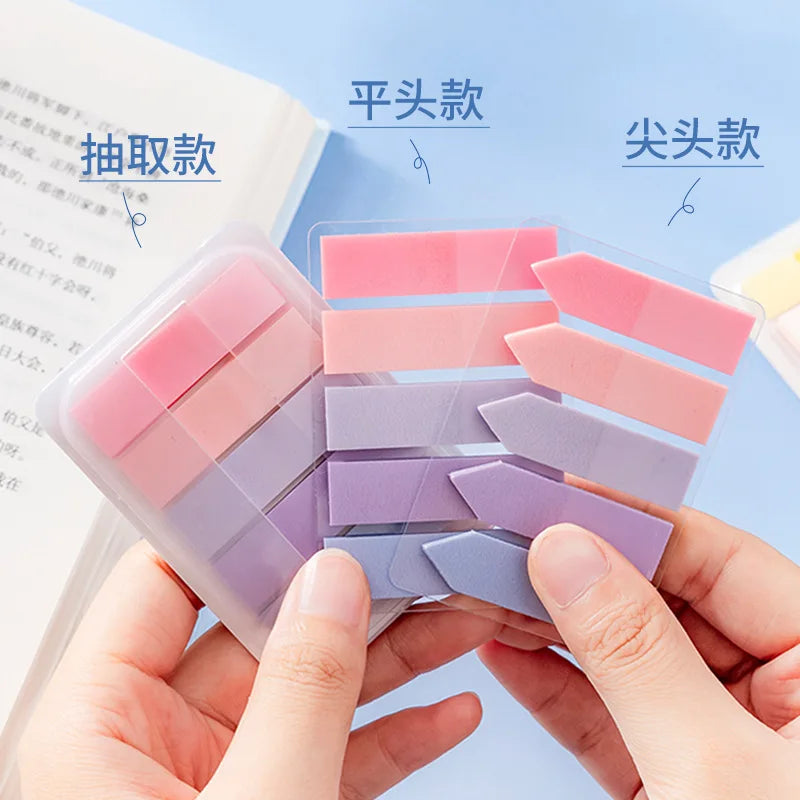 1 PC PET Transparent Index Sticker Morandi Sticky Note Sticker Sticky Note 5 * 20  Office Accessories  Sticky Notes
