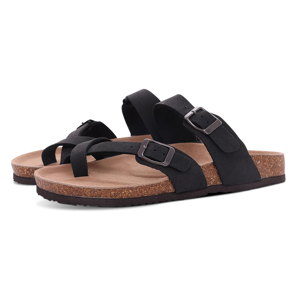 COMFIA - 
Comwarm Classic Cork Sandals For Women Men Fashion Soft Thick Sole Cork Slippers Summer Beach Sandals Home Open Toe Flat Sandals