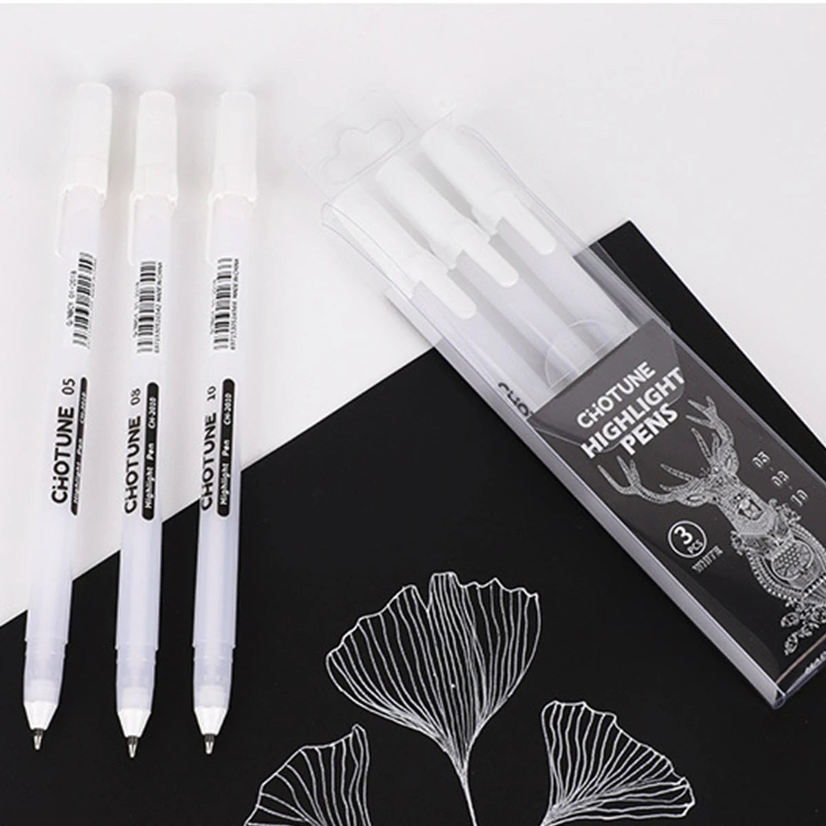 Gelly Roll Gel Pens for Journaling, Art, or Drawing - Classic White Ink - 05/08/10 Assorted Tip Sizes - 3 Pack