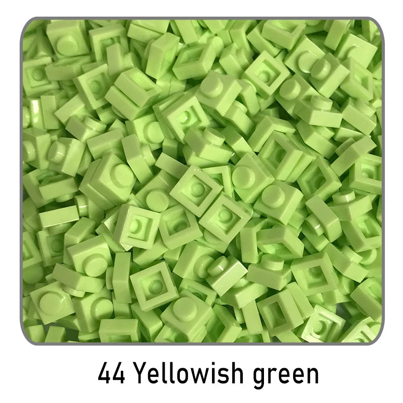 100Pcs DIY Bricks Parts 3024 1x1 Plate Educational Tech Construction Assmble Compatible Block Parts Toys for Child Kids