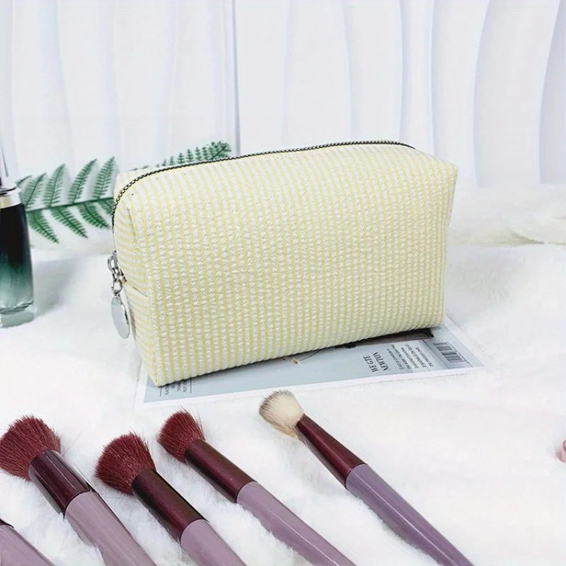 Custom -  Embroidered Striped Travel Toiletry Bag - Personalized Cosmetic Portable Polyester Storage for Travel School Dorm or Home