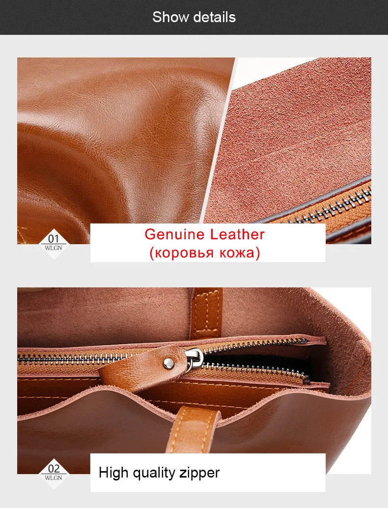 ARLEN - 
Cow Leather Bag Ladies Genuine Leather Handbags Big Women Bag Large Vintage Female 2023 Office Hand Shoulder Bags For Women Tote