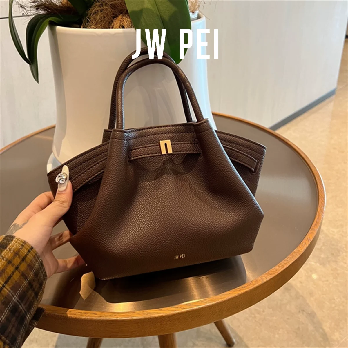 Liora - 

JW PEI 2025New Women's Canvas Brown Crossbody Shoulder Bag Mini Vegan Leather Tote Bag Handbag Dumpling Bag High Quality Leather
